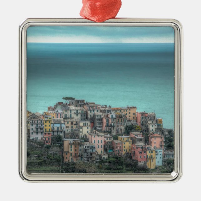 Corniglia on the cliffs, Cinque Terre Italy Metal Tree Decoration (Front)