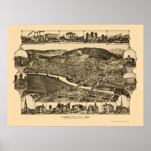 Corning, NY Panoramic Map - 1882 Poster (Front)