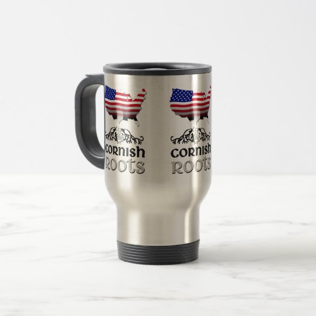 Cornish American Ancestry Roots Travel Mug (Front Left)