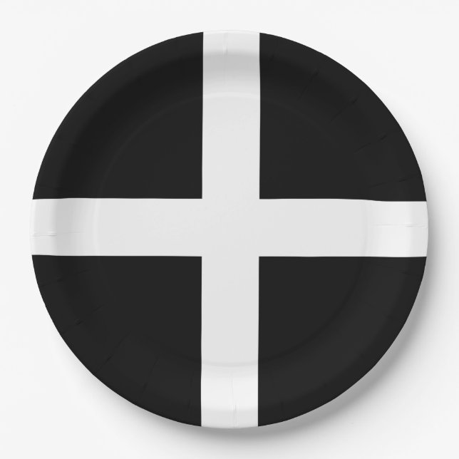 Cornish Flag (Cornwall) (County of England, UK) Paper Plate (Front)