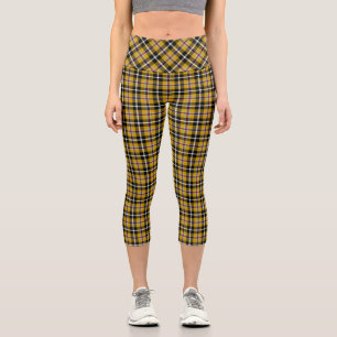Cornish National Tartan Yellow and Black Plaid Capri Leggings