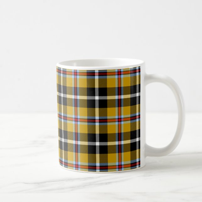 Cornish National Tartan Yellow and Black Plaid Coffee Mug (Right)