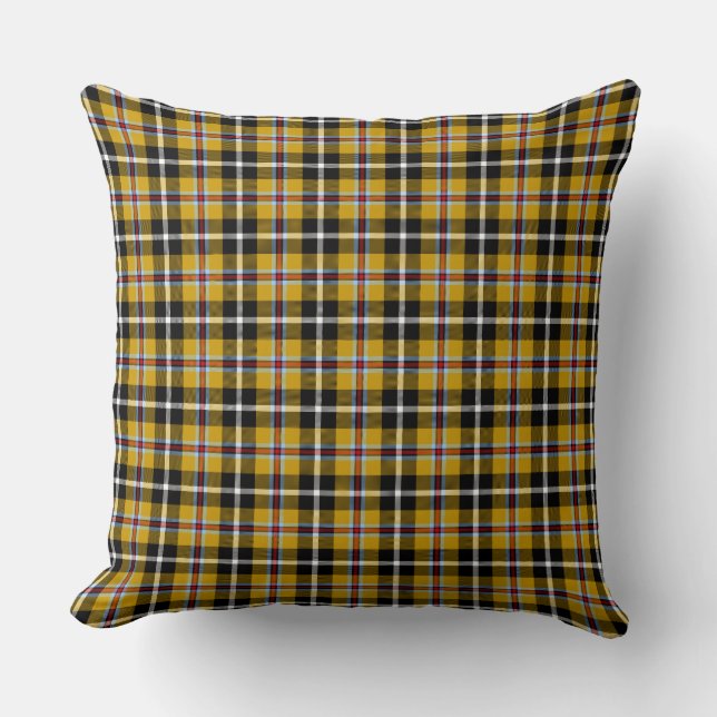 Cornish National Tartan Yellow and Black Plaid Cushion (Front)