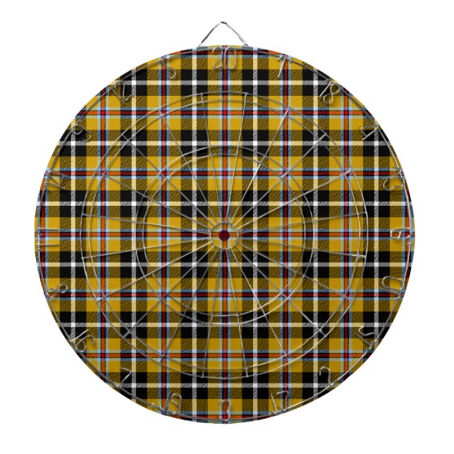 Cornish National Tartan Yellow and Black Plaid Dartboard (Front)