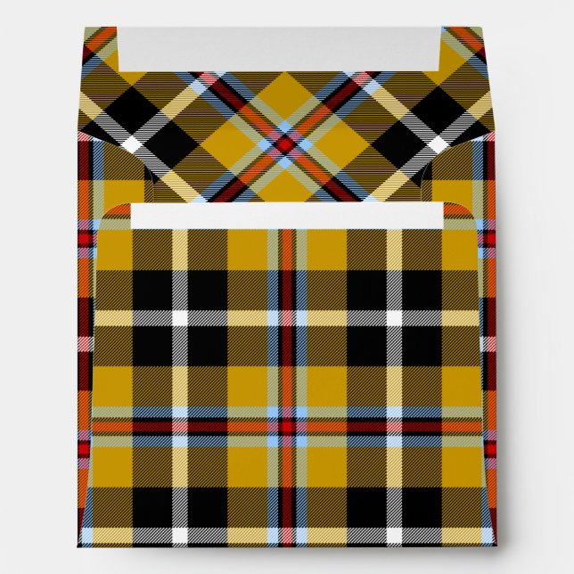 Cornish National Tartan Yellow and Black Plaid Envelope (Back (Bottom))
