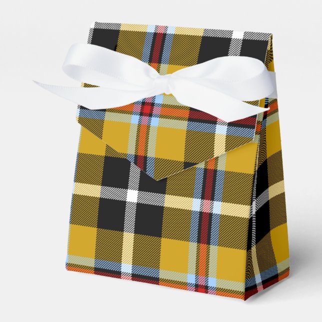 Cornish National Tartan Yellow and Black Plaid Favour Box (Front Side)