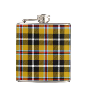 Cornish National Tartan Yellow and Black Plaid Hip Flask