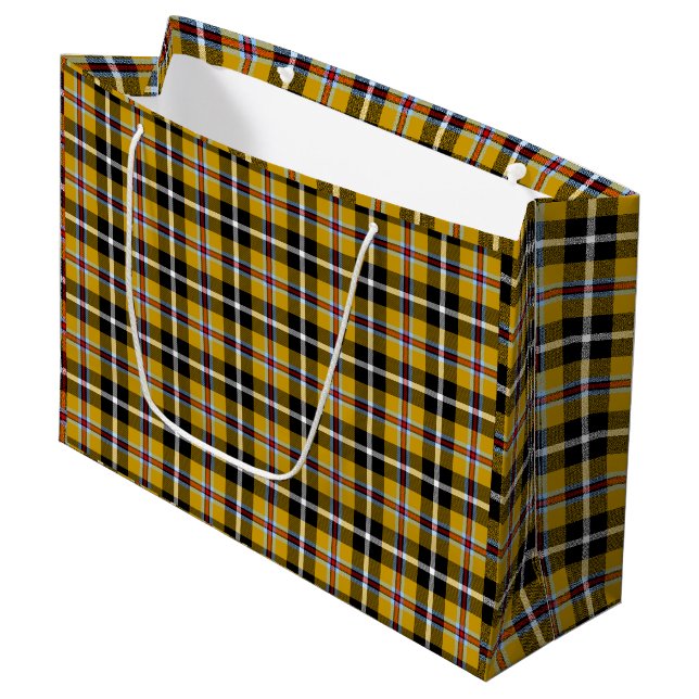 Cornish National Tartan Yellow and Black Plaid Large Gift Bag (Front Angled)