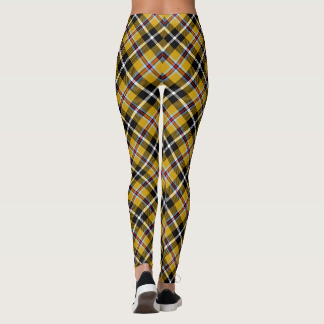 Cornish National Tartan Yellow and Black Plaid Leggings (Back)