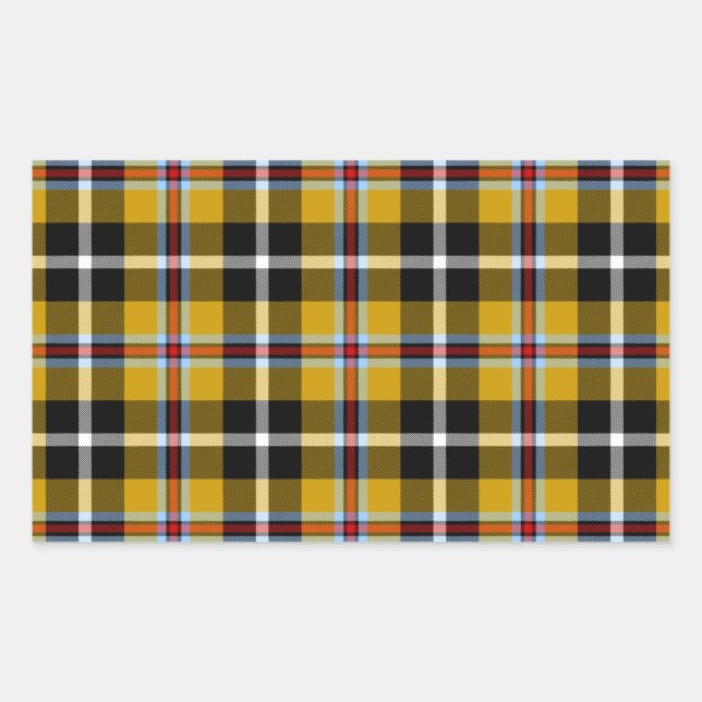 Cornish National Tartan Yellow and Black Plaid Rectangular Sticker (Front)