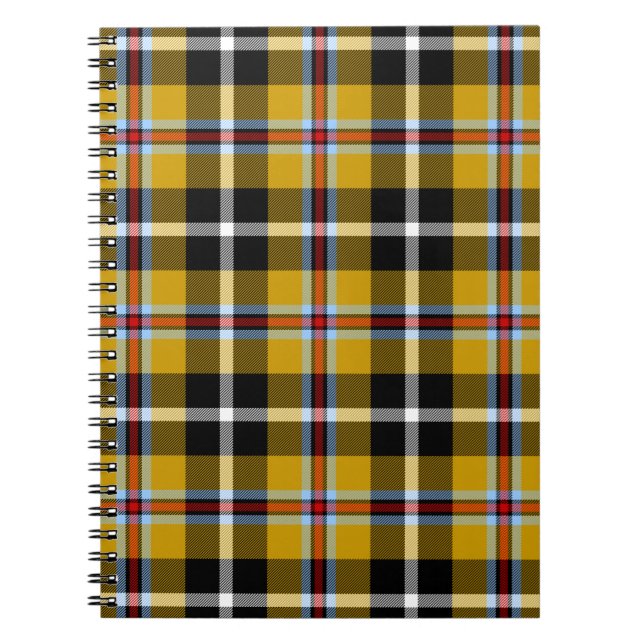 Cornish National Tartan Yellow and Black Plaid Spiral Notebook (Front)
