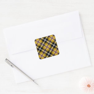 Cornish National Tartan Yellow and Black Plaid Square Sticker