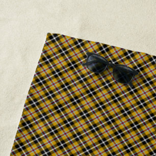 Cornish National Tartan Yellow Black Plaid Beach Towel