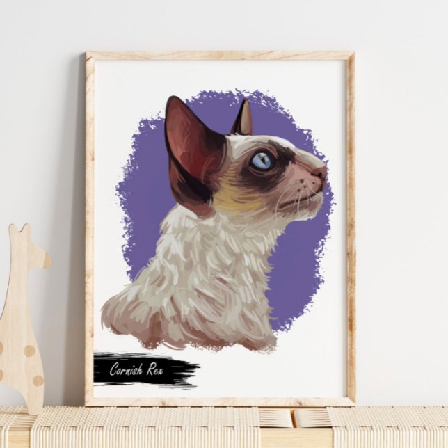 Cornish Rex Cat Print | Cat Wall Print (Creator Uploaded)