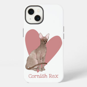 Cornish Rex Cat Watercolor Kitty Pink Heart iPhone 13 Case