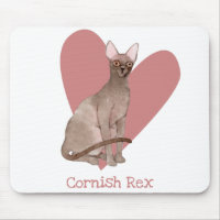 Cornish Rex Cat Watercolor Kitty Pink Heart