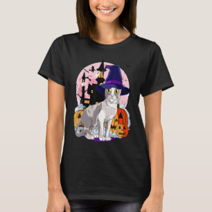 Cornish Rex Cat Witchy Scary Pumpkin Magic Hallowe T-Shirt