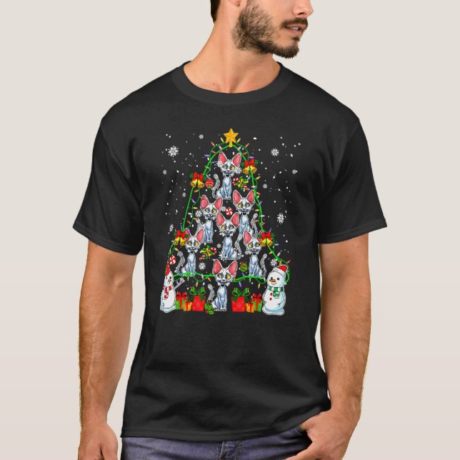 Cornish Rex Cats As A Christmas Tree Matching Owne T-Shirt (Front)