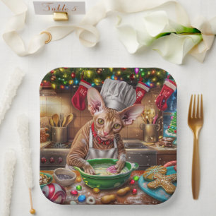 Cornish Rex Holiday Baking: Festive Christmas Paper Plate