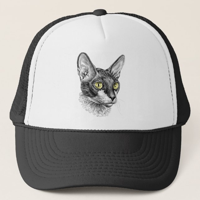 Cornish Rex Sketch Trucker Hat (Front)