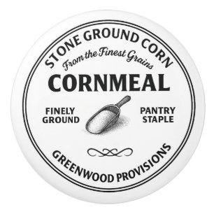 Cornmeal Vintage Typography Ceramic Knob
