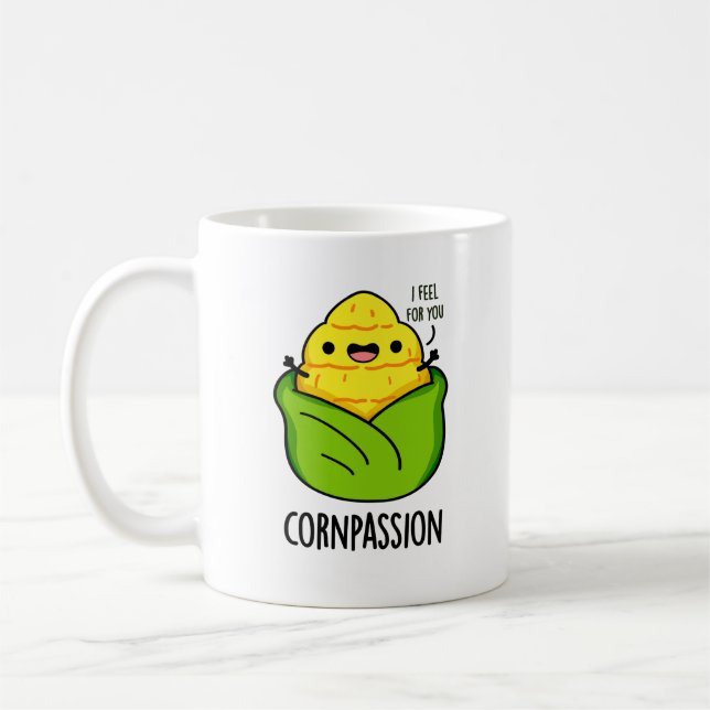 Cornpassion Funny Compassionate Corn Pun  Coffee Mug (Left)