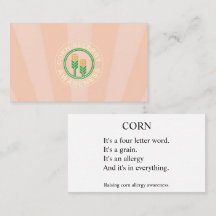 Corns In Everything Allergy Awareness Calling Card