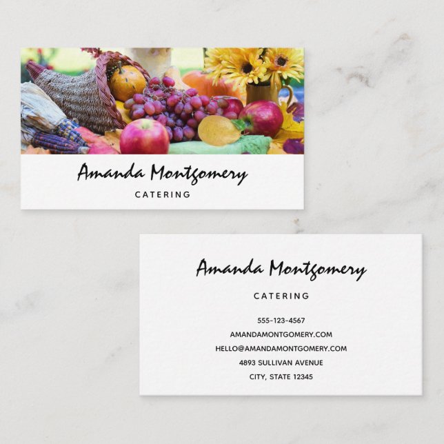 Cornucopia Autumn Harvest Chef's Table Business Card (Front/Back)