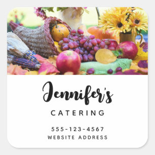 Cornucopia Autumn Harvest Chef's Table Business Square Sticker