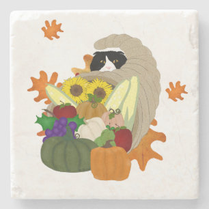 Cornucopia Cat Stone Coaster