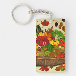 Cornucopia full of vegetables  key ring