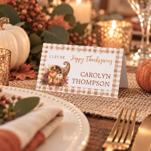 Cornucopia Happy Thanksgiving Dinner Place Card