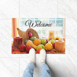 Cornucopia Harvest Table Thanksgiving Welcome Doormat