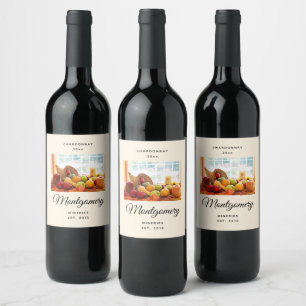 Cornucopia Harvest Table Thanksgiving Wine Making Label