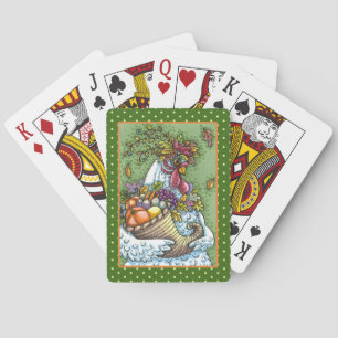 CORNUCOPIA HEN, THANKSGIVING CHICKEN FALL HARVEST PLAYING CARDS