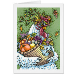 CORNUCOPIA HEN, THANKSGIVING CHICKEN HARVEST Blank
