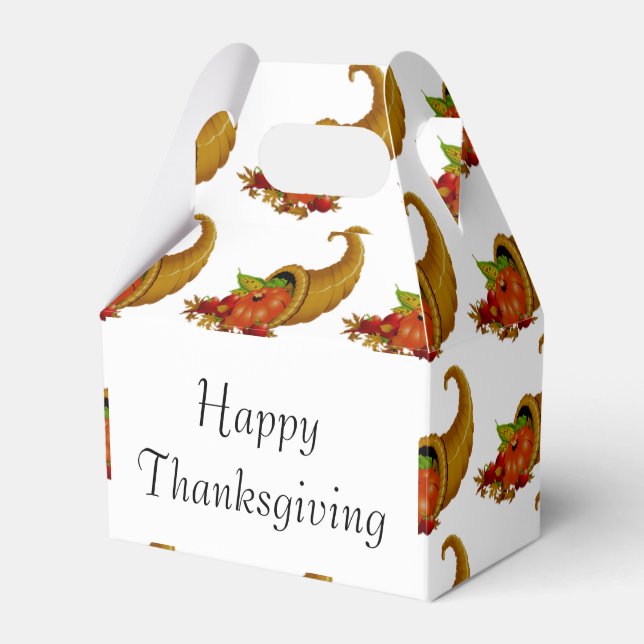 Cornucopia / Horn of Plenty Happy Thanksgiving Favour Box (Front Side)