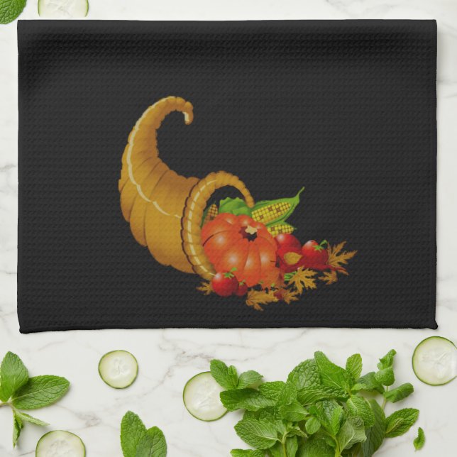 Cornucopia / Horn of Plenty Tea Towel (Folded)