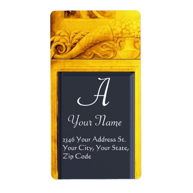CORNUCOPIA  MONOGRAM , bright gold yellow blue (Front)