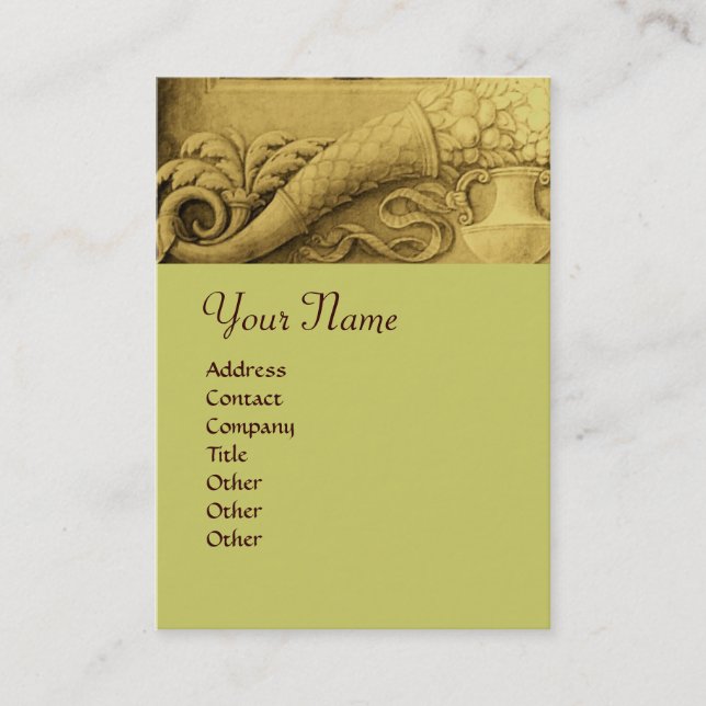 CORNUCOPIA  MONOGRAM , bright gold yellow Business Card (Front)