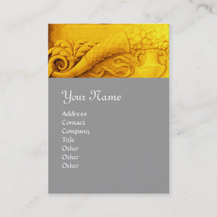CORNUCOPIA  MONOGRAM , bright gold yellow,grey Business Card