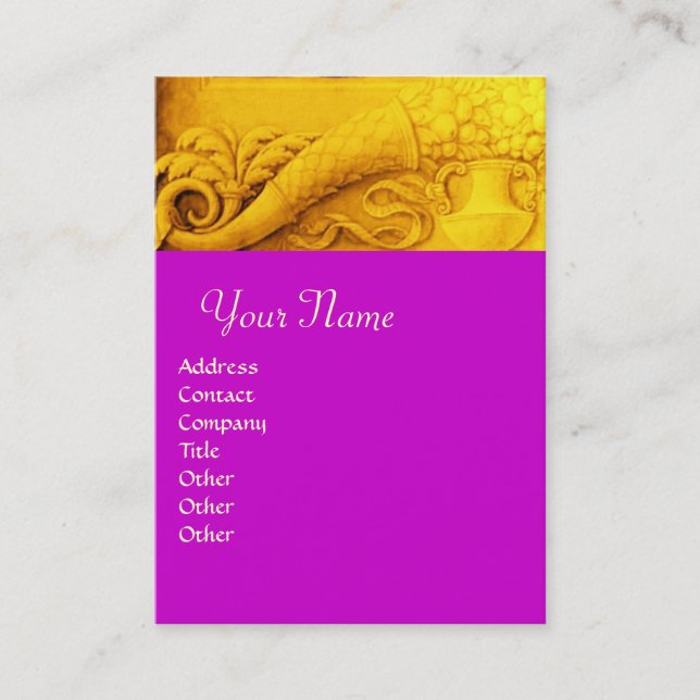 CORNUCOPIA  MONOGRAM bright gold yellow,violet Business Card (Front)