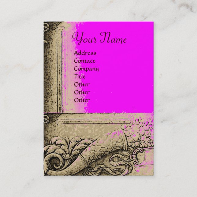 CORNUCOPIA MONOGRAM,bright grey,black,pink,fuchsia Business Card (Front)