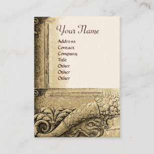 CORNUCOPIA MONOGRAM Brown Sepia White Business Card