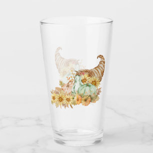 Cornucopia, Pumpkins and Sunflowers Glass