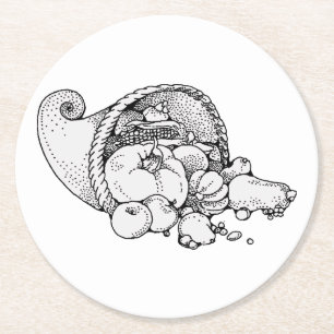 cornucopia round paper coaster