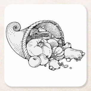 cornucopia square paper coaster