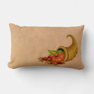 Cornucopia Thanksgiving Beige Pillow
