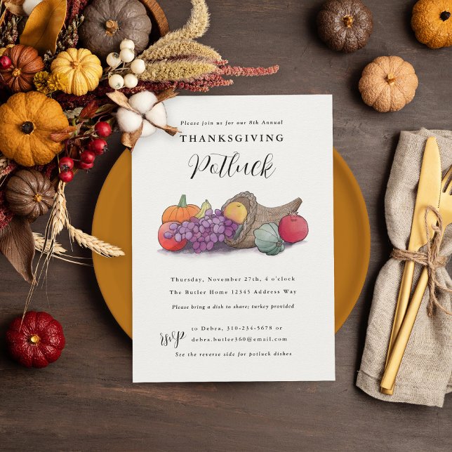 Cornucopia Thanksgiving Dinner Potluck Invitation (Creator Uploaded)