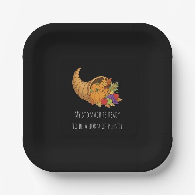 Cornucopia Thanksgiving Graphic Paper Plate (Front)